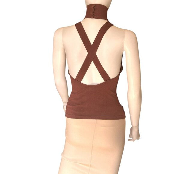 NW Dolce Gabbana Sienna Brown Backless Knit Top - Picture 4 of 11